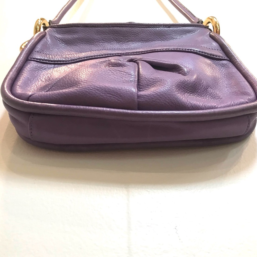 B. Makowsky Purple Gold Chunky Hardware Leather Crossbody - Picture 6 of 16